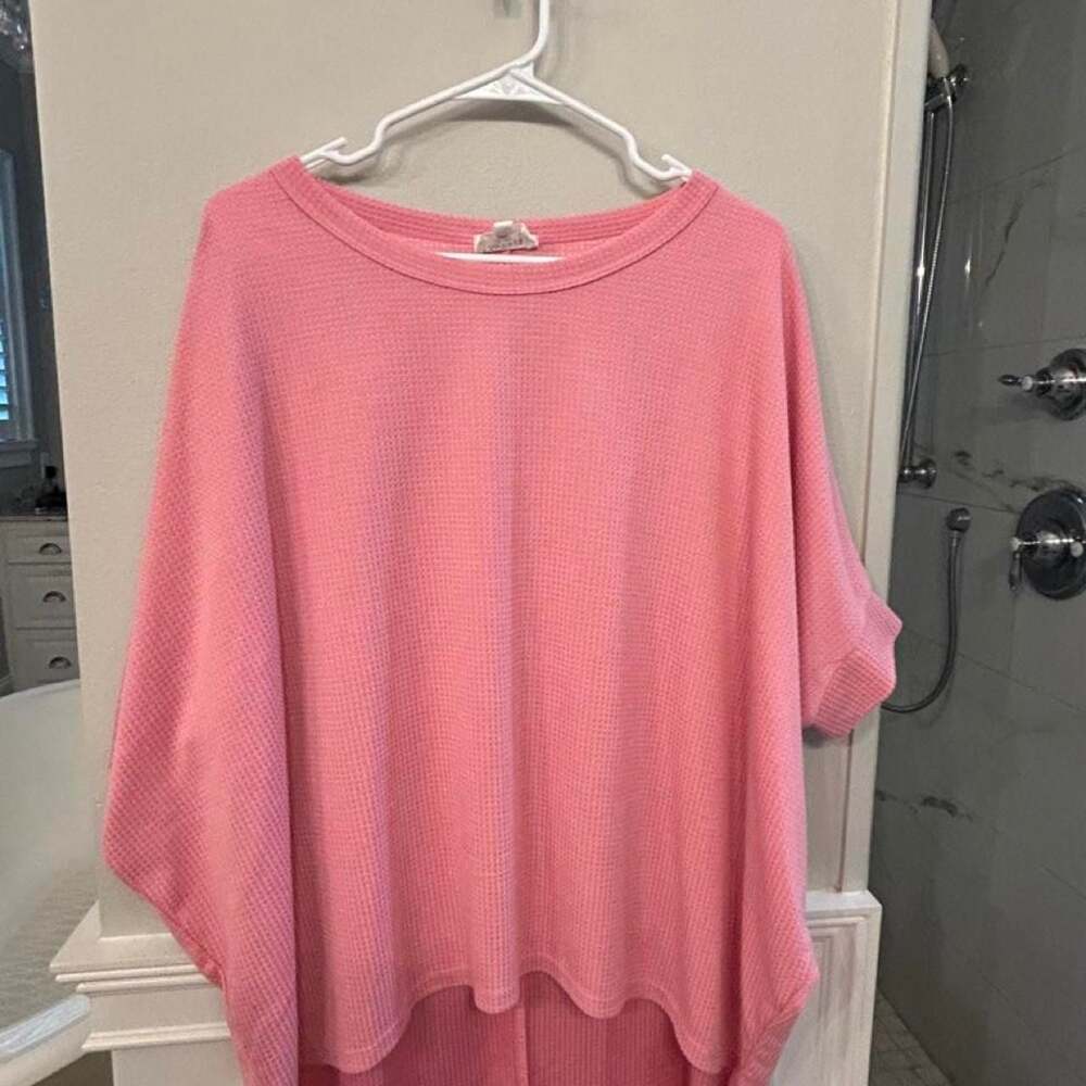 Andrée By Unit Pink Waffle Knit Oversized Tee